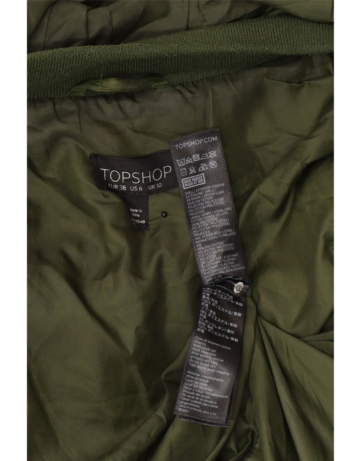 Topshop Chaqueta acolchada extragrande con capucha para mujer UK 10 Small Caqui Poliéster