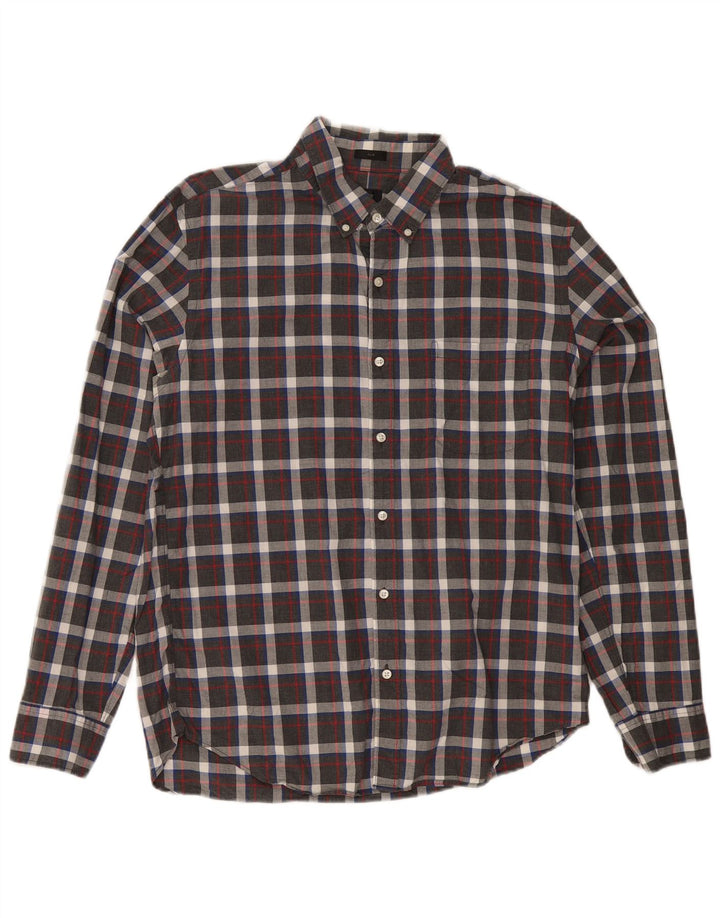 J. Crew Camisa ajustada para hombre con cuadros grises grandes