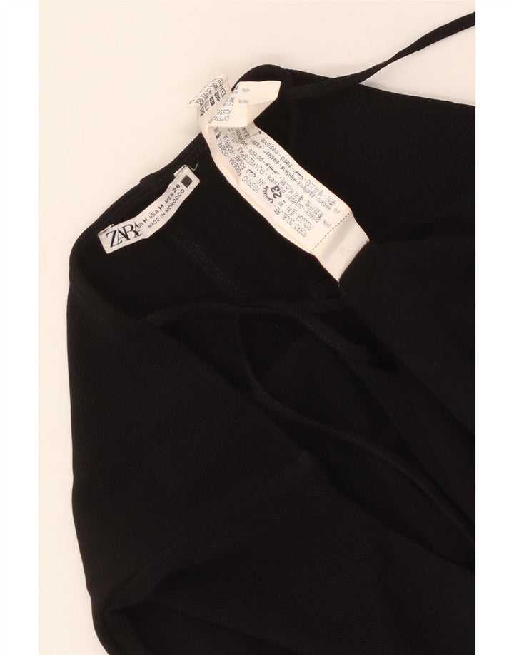 Zara Mujer Vestido Ajustado Sin Mangas UK 40 Mediano Poliéster Negro