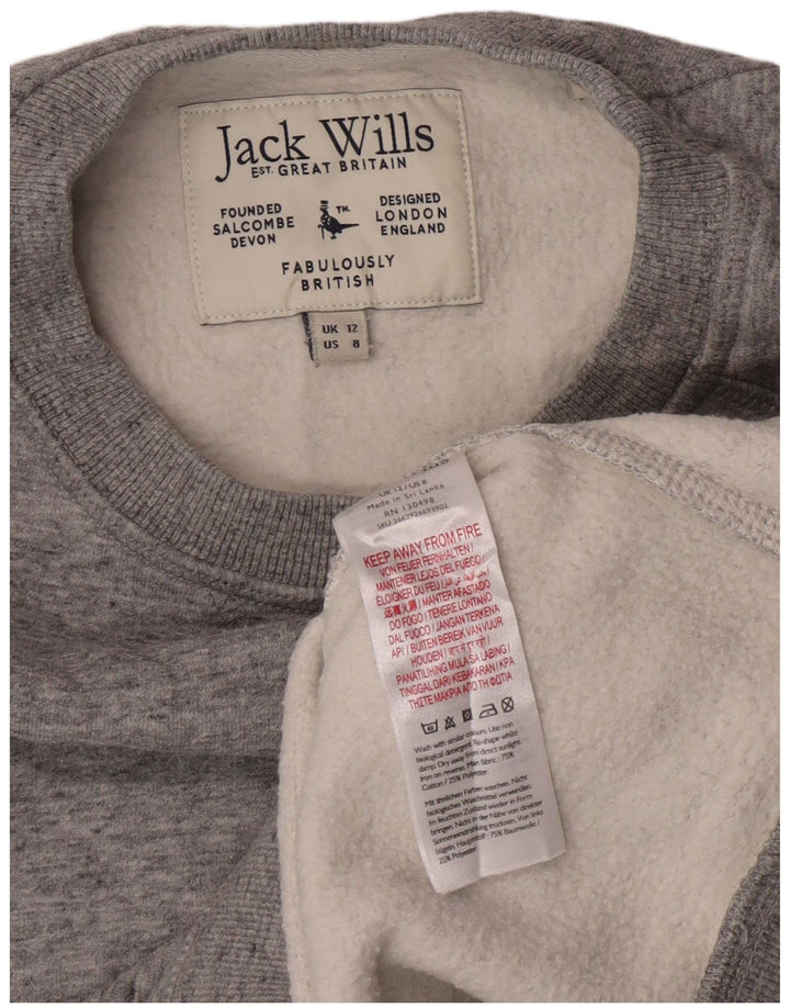 Jack Wills Sudadera para mujer Jumper UK 12 Algodón gris medio