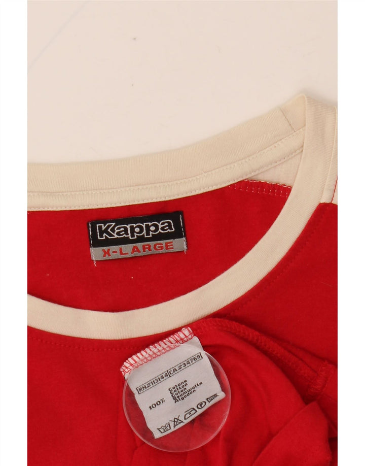 KAPPA Hombre Top Manga Larga XL Rojo Colorblock Algodón