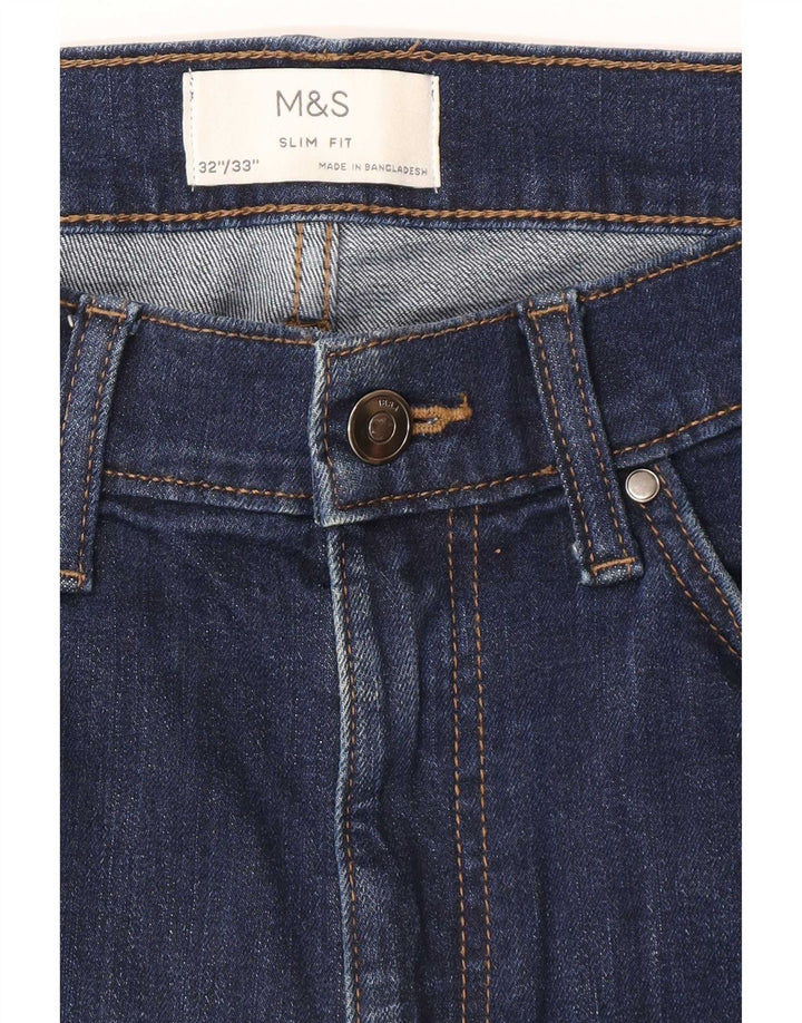 Marks & Spencer Jeans ajustados para hombre W32 L33 Algodón azul marino