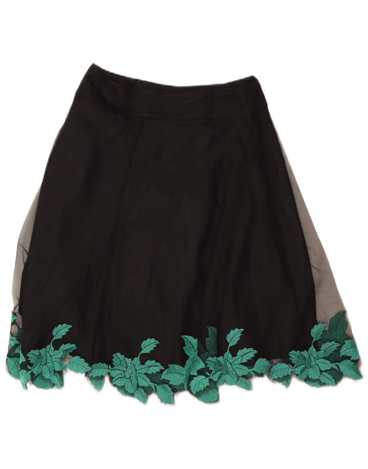 Falda Acampanada Coast Para Mujer W26 Smalll Poliéster Floral Negro