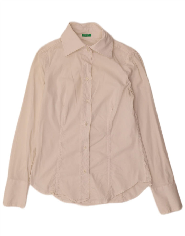 Camisa Benetton Mujer ES 42 Mediano Blanco