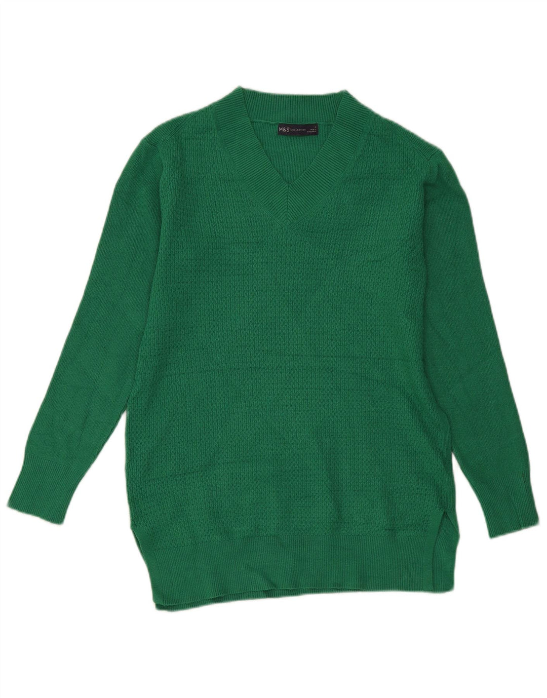 Marks & Spencer Jersey con cuello en V para mujer UK 44 Viscosa verde medio