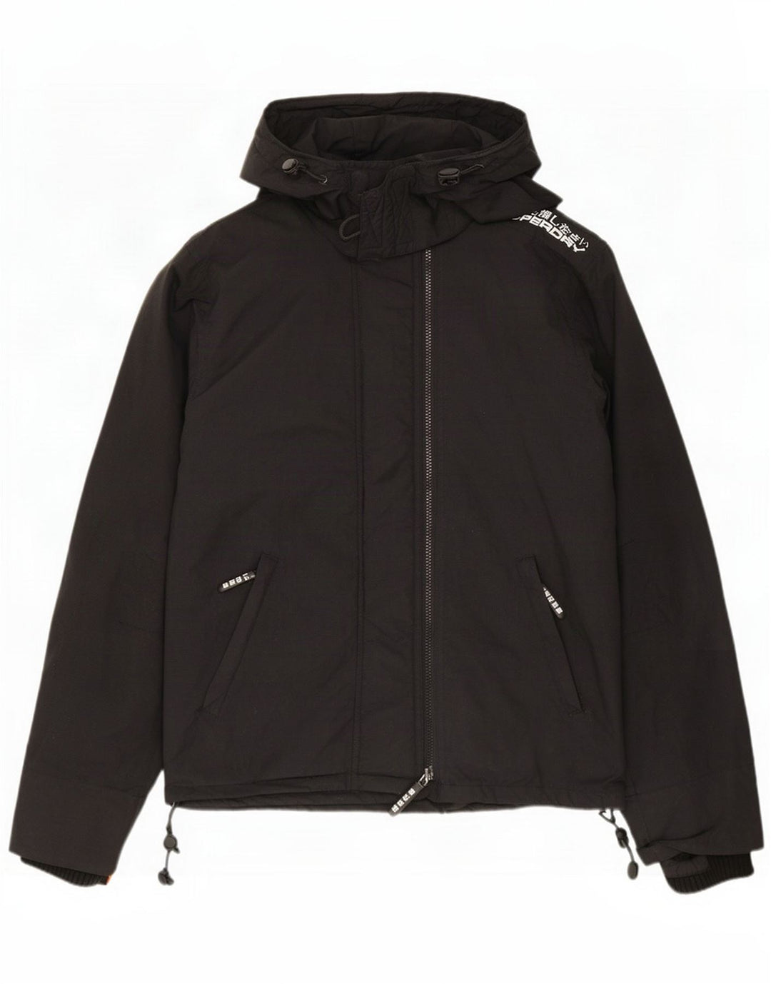 Chaqueta impermeable con capucha Superdry para hombre ES 38 Medium Black Nylon
