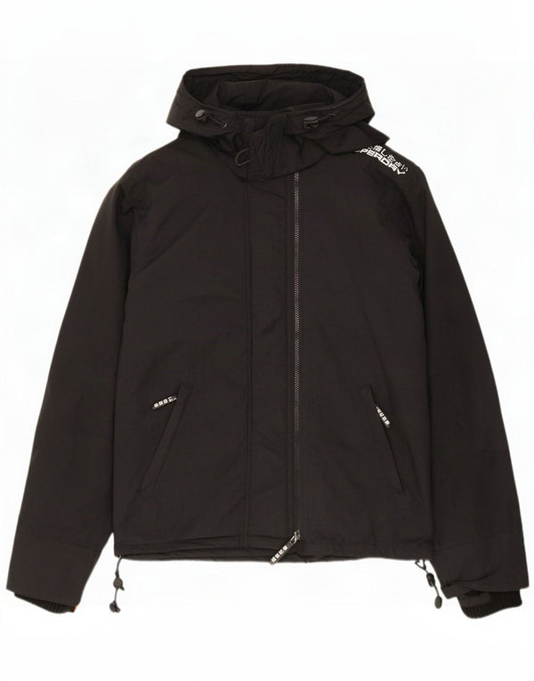 Chaqueta impermeable con capucha Superdry para hombre ES 38 Medium Black Nylon