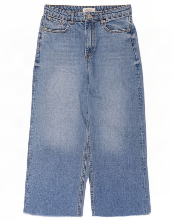 Zara Jeans Capri Sueltos Mujer EU 34 2XS W24 L22 Algodón Azul