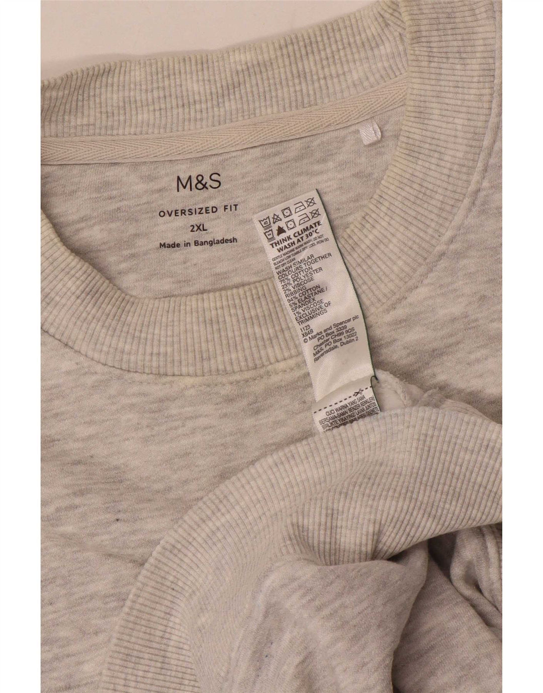 Marks & Spencer - Sudadera extragrande para hombre, talla 2XL, algodón moteado gris