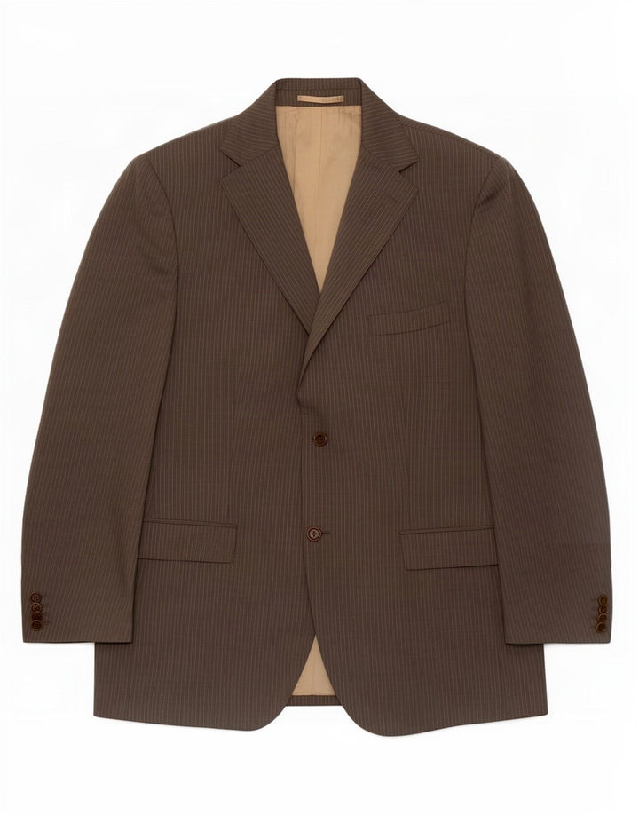 Massimo Dutti Chaqueta Blazer De 2 Botones Hombre EU 54 XL Lana Gris Rayas Pintadas