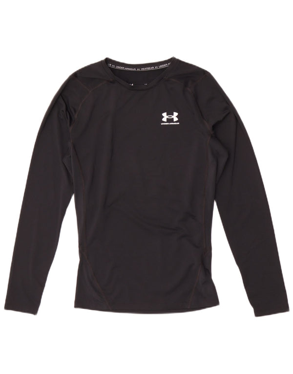 Under Armour Camiseta Heat Gear para hombre de manga larga, poliéster negro grande
