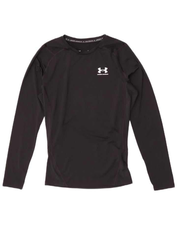 Under Armour Camiseta Heat Gear para hombre de manga larga, poliéster negro grande