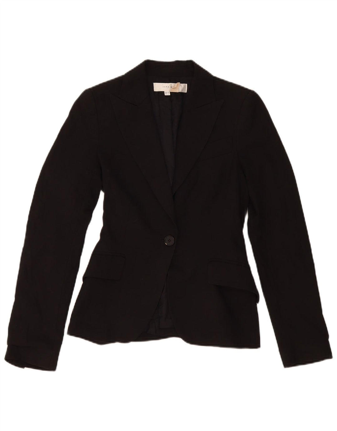 Zara Mujer Chaqueta Blazer De 1 Botón EU 34 2XS Poliéster Negro