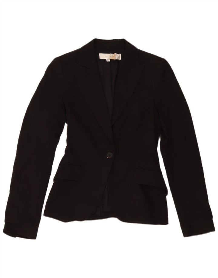 Zara Mujer Chaqueta Blazer De 1 Botón EU 34 2XS Poliéster Negro