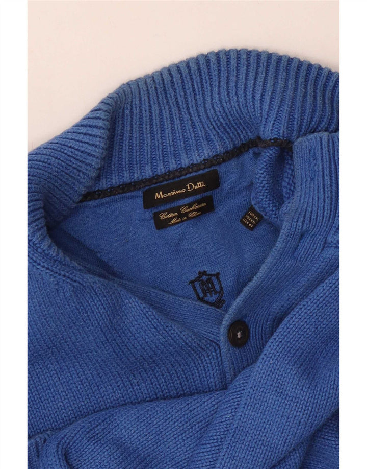 Massimo Dutti Jersey Hombre con Cuello Botonado 2XL Algodón Azul