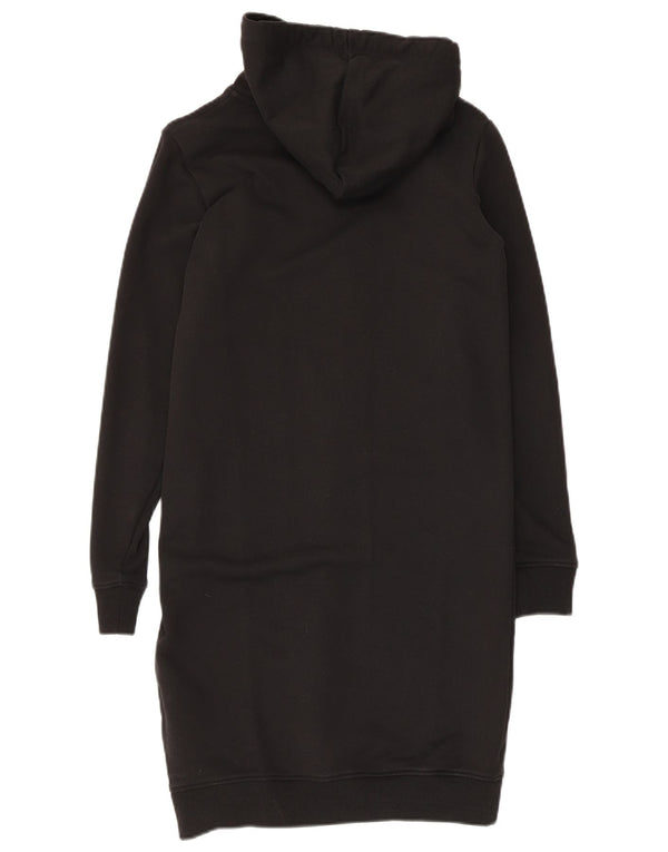 Calvin Klein Vestido con capucha gráfico para mujer UK 6 XS Algodón negro