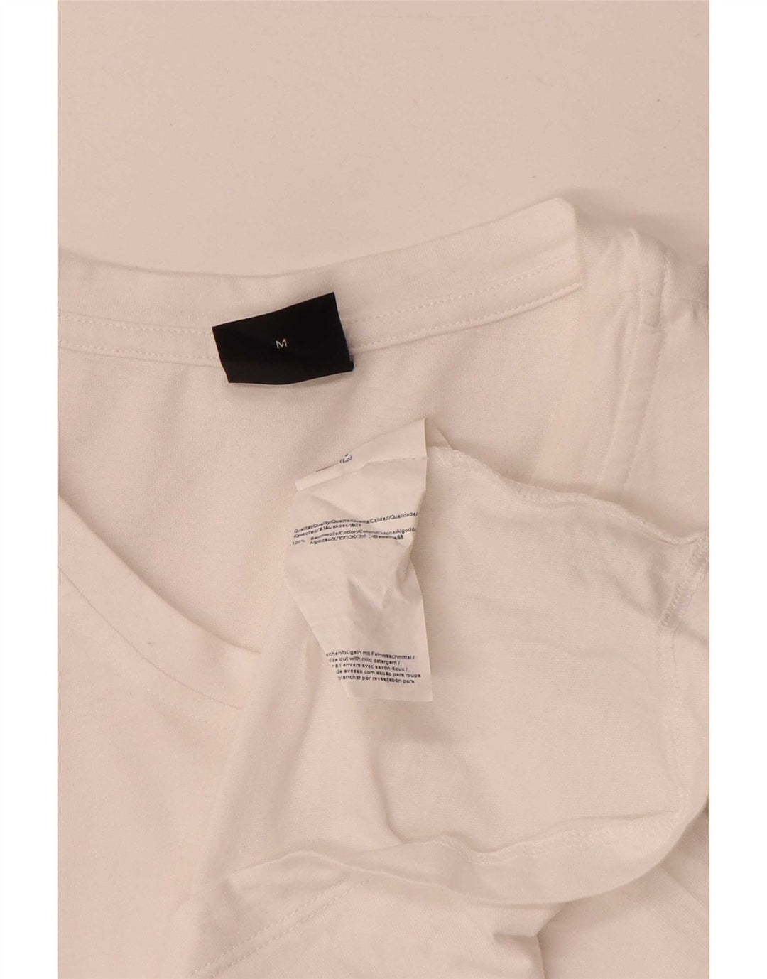 Hugo Boss Hombre Camiseta Gráfica Top Medio Algodón Blanco