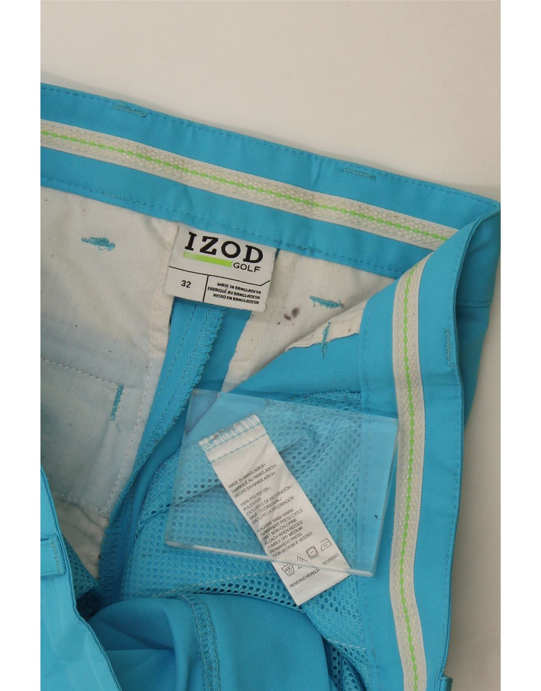 Pantalones cortos chinos Izod para hombre W32 Poliéster azul medio