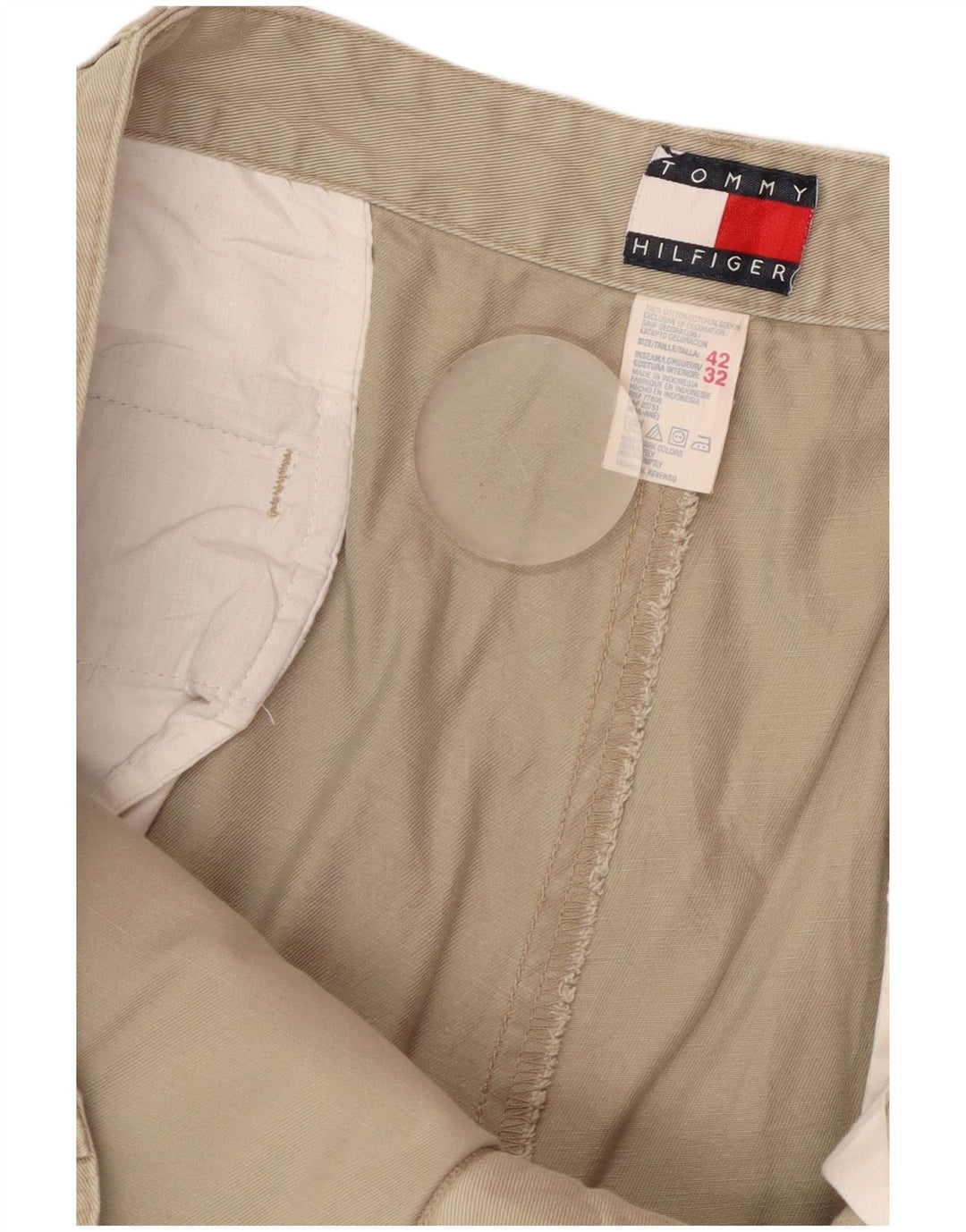 Tommy Hilfiger Pantalones chinos rectos para hombre W42 L32 Algodón beige