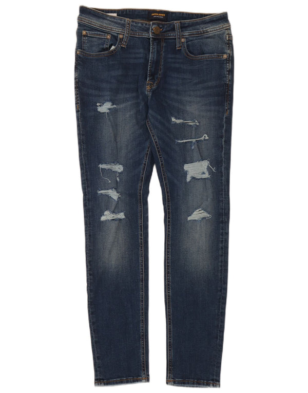 Jack & Jones Vaqueros pitillo desgastados para hombre W32 L30 Algodón azul