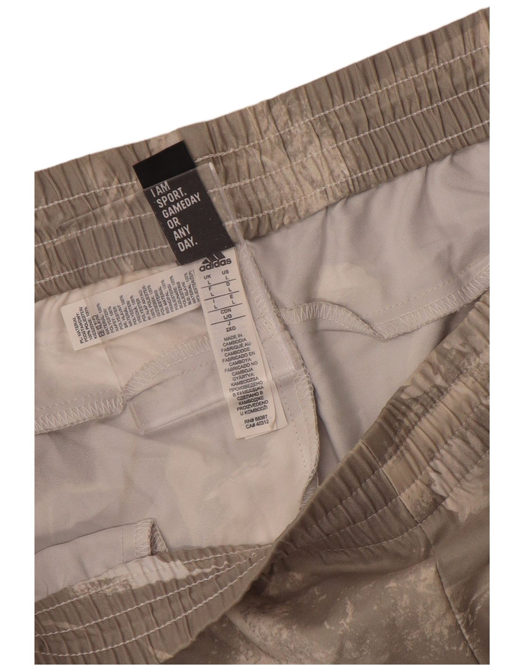 Pantalones cortos deportivos para hombre Adidas poliéster teñido anudado gris grande