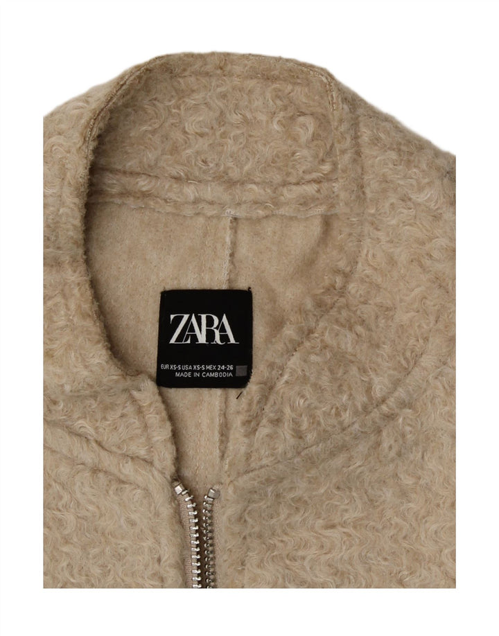 Zara Mujer Cazadora Bomber Extragrande UK 6 XS Poliéster Beige