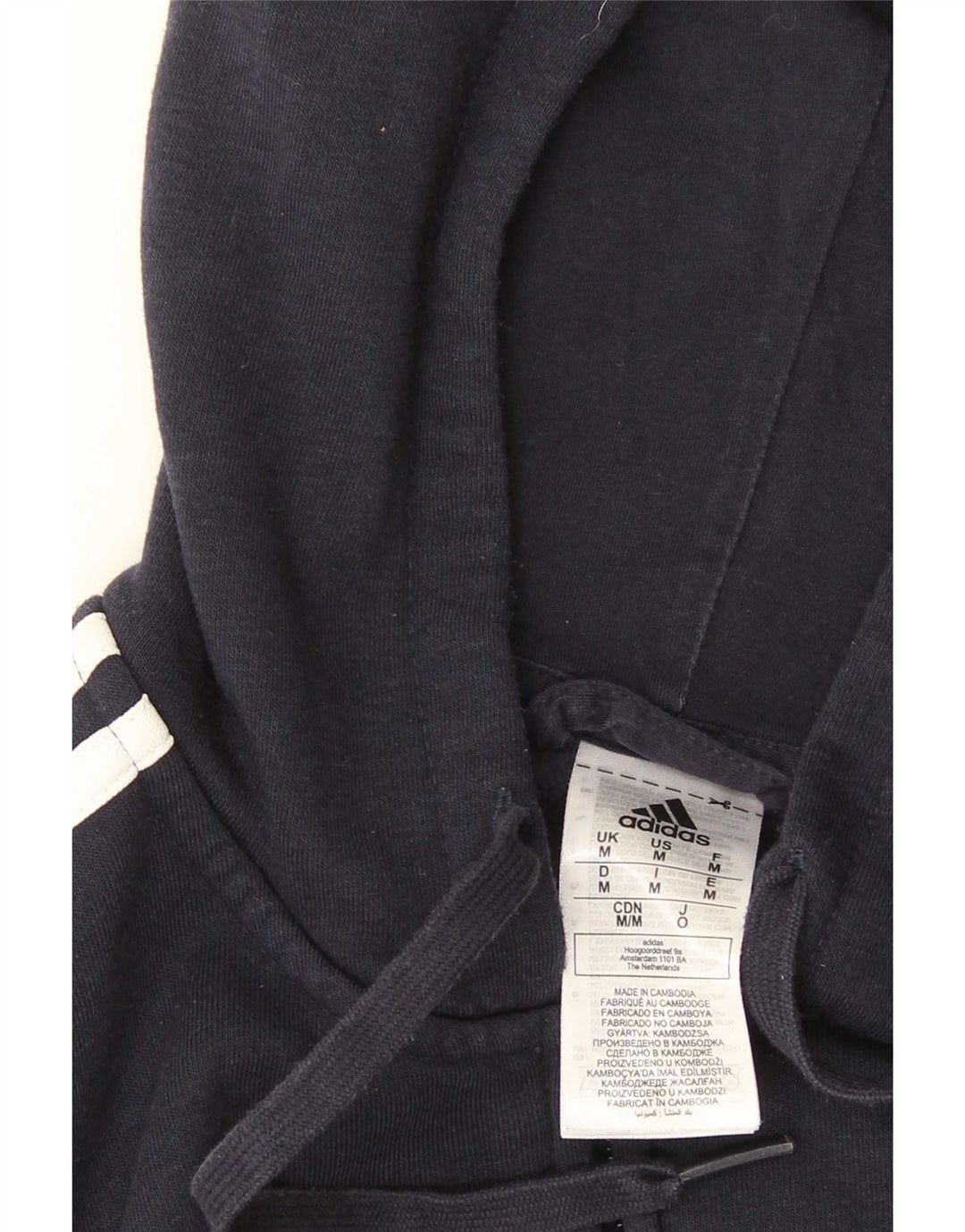 Adidas Hombre Zip Sudadera Con Capucha Suéter Medio Azul Marino Algodón