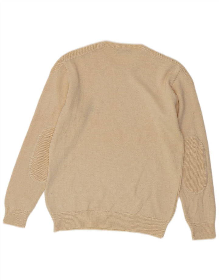 VINTAGE Suéter de cuello redondo para hombre Pequeño Beige
