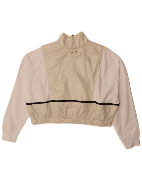 Nike Mujer Crop Graphic Sudadera Jumper UK 46 Grande Blanco Colorblock
