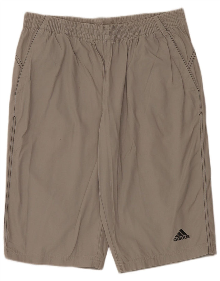 Pantalones cortos deportivos Adidas para hombre de algodón gris medio