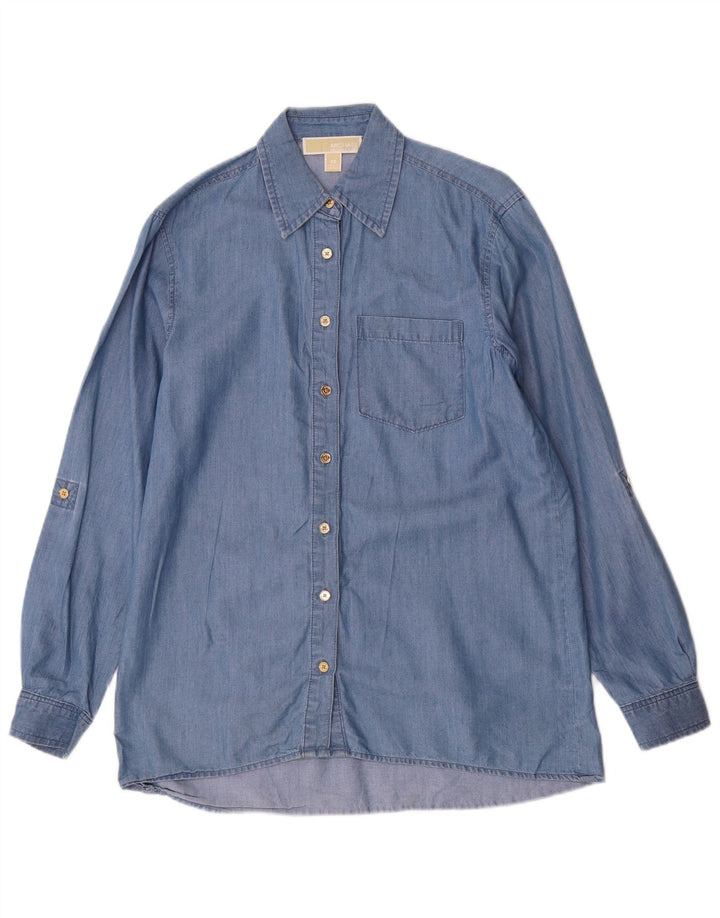 MICHAEL KORS Camisa vaquera extragrande para mujer UK 6 XS Azul