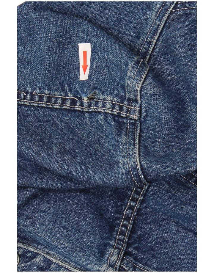 Zara Mujer Crop Denim Chaqueta UK 10 Small Azul Algodón