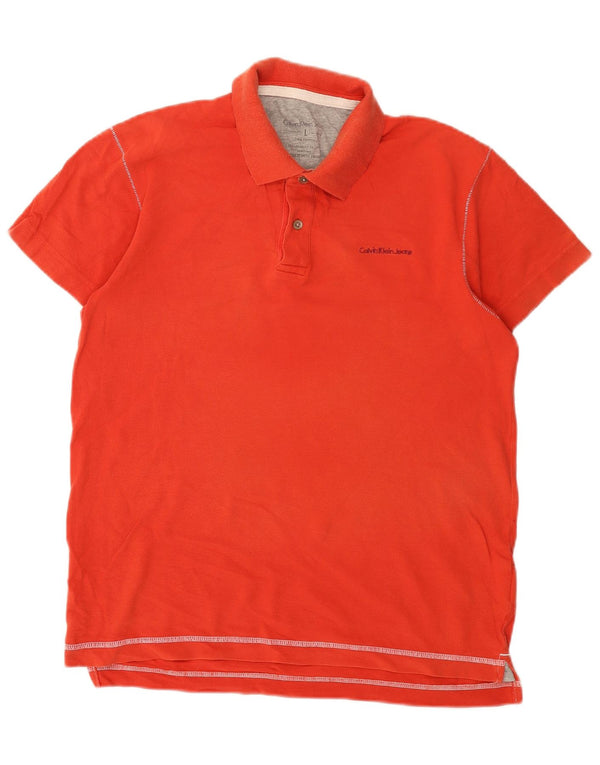 Polo Calvin Klein Jeans para hombre de algodón naranja grande