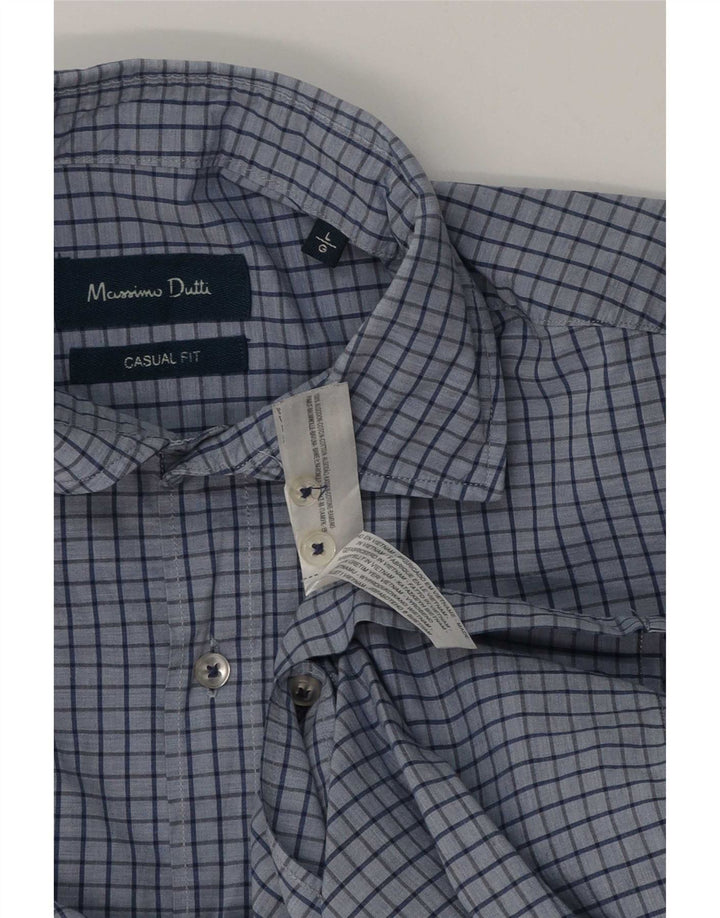 Camisa Massimo Dutti Hombre Casual Fit Cuadros Azul Grande Algodón