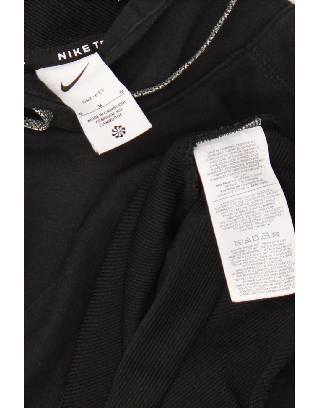 Nike Dri Fit Graphic Sudadera con capucha para hombre, talla mediana, algodón negro