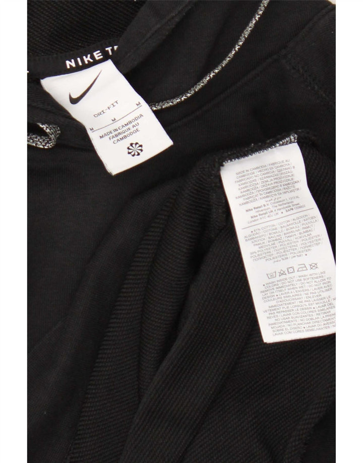 Nike Dri Fit Graphic Sudadera con capucha para hombre, talla mediana, algodón negro