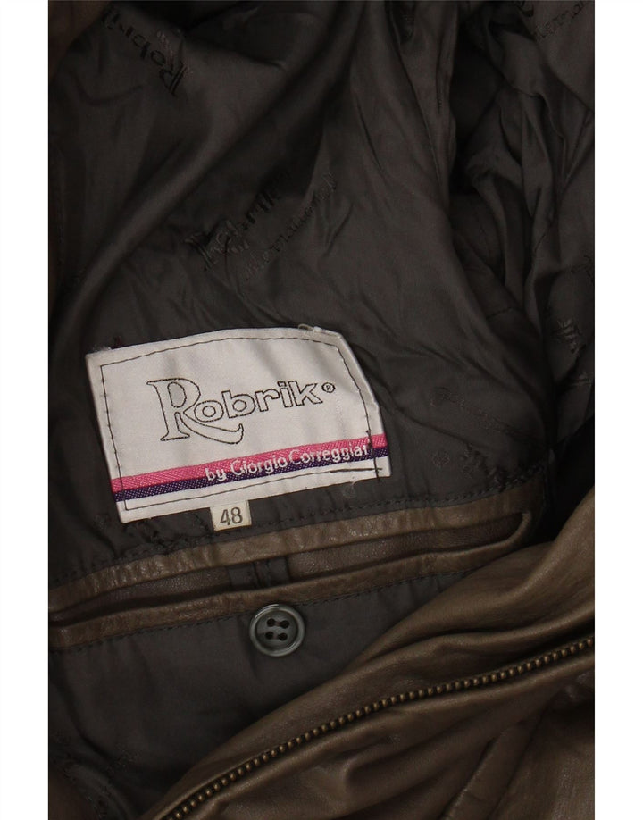 ROBRIK Abrigo de cuero para hombre IT 48 Marrón medio