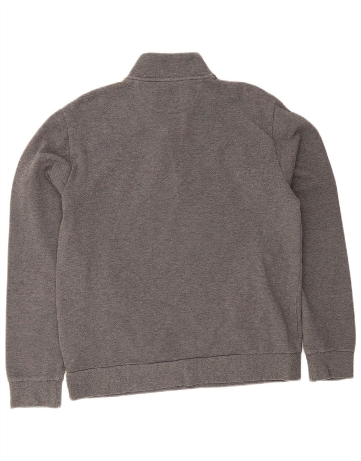 Hackett Hombre Classic Fit Zip Neck Sudadera Jumper Algodón Gris Medio