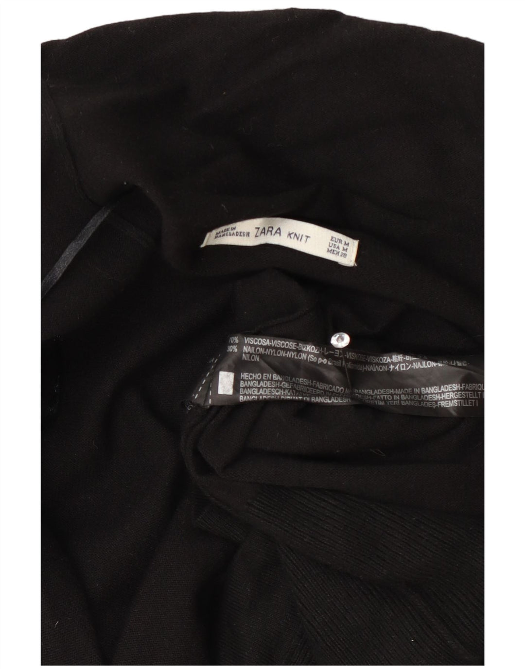 Zara Mujer Longline Open Cardigan Suéter UK 42 Medium Black Viscosa