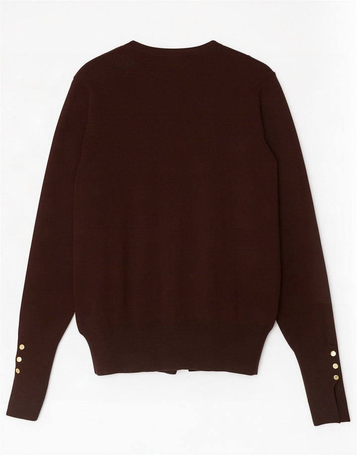 Zara Mujer Cárdigan Suéter UK 10 Small Marrón Viscosa