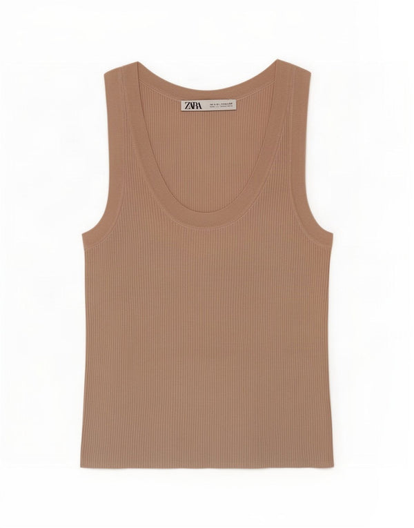 Zara Mujer Chaleco Top UK 8 Small Beige