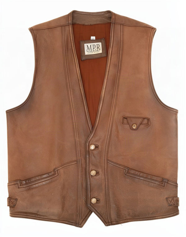 Chaleco de cuero vintage para hombre 2XL Marrón