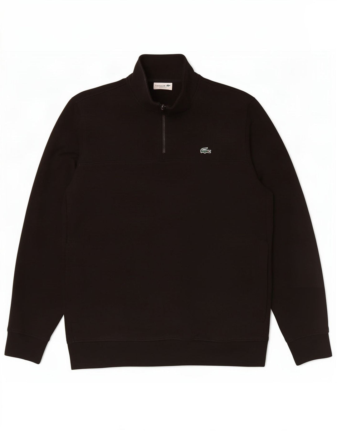Lacoste Sudadera con cuello con cremallera y ajuste clásico para hombre, talla 5, color negro
