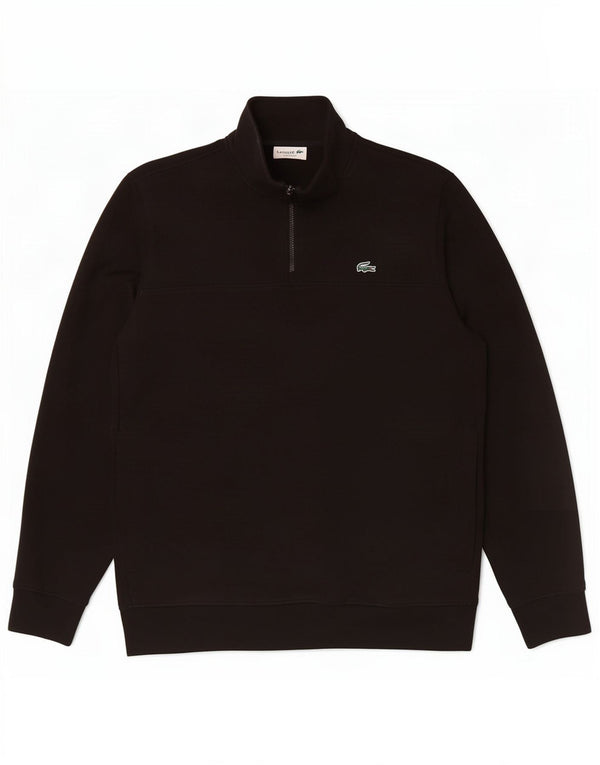 Lacoste Sudadera con cuello con cremallera y ajuste clásico para hombre, talla 5, color negro