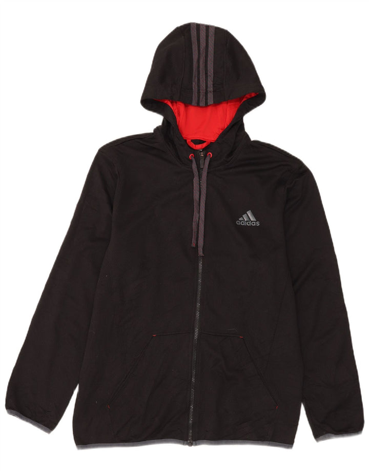 Adidas - Chaqueta de chándal con capucha para hombre, poliéster negro mediano