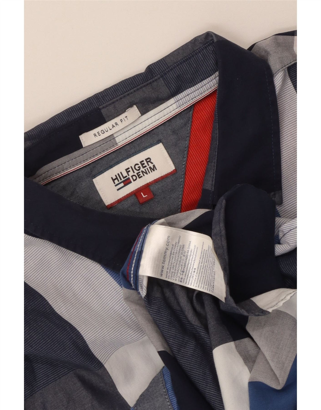 Camisa Tommy Hilfiger de corte regular para hombre de algodón a cuadros azul grande