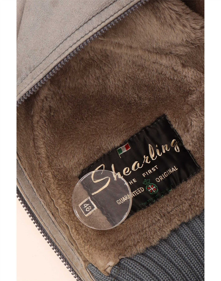 VINTAGE Chaqueta de piel de oveja para hombre IT 48 Piel de oveja gris medio