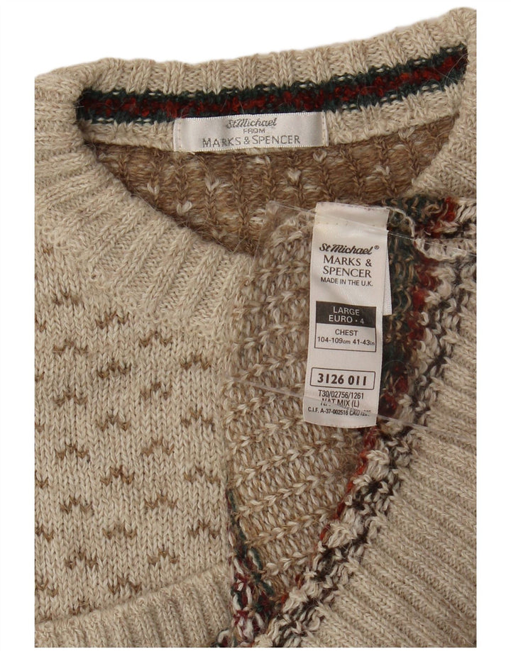 Marks & Spencer Jersey St. Michael con cuello redondo para hombre, talla grande, color beige