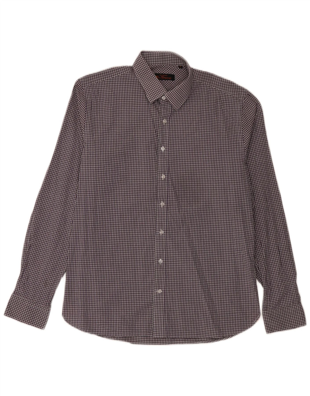 Ben Sherman Camisa para hombre Talla 16 Grande Púrpura Gingham Algodón