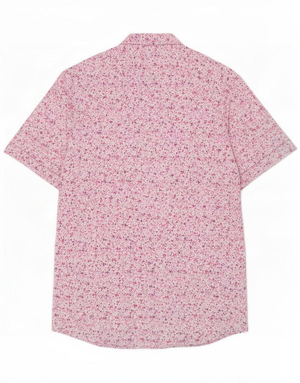 Pierre Cardin Camisa de manga corta para hombre Algodón floral rosa grande